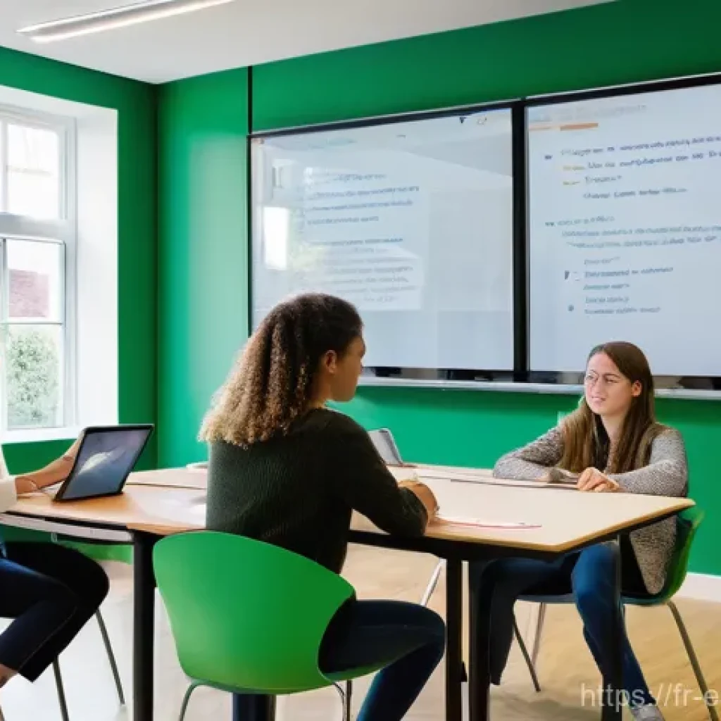 학습자 참여를 위한 새로운 소통 기술 - **Dynamic Collaborative Learning Hub**
    A vibrant, sunlit, modern educational space, devoid of tr...