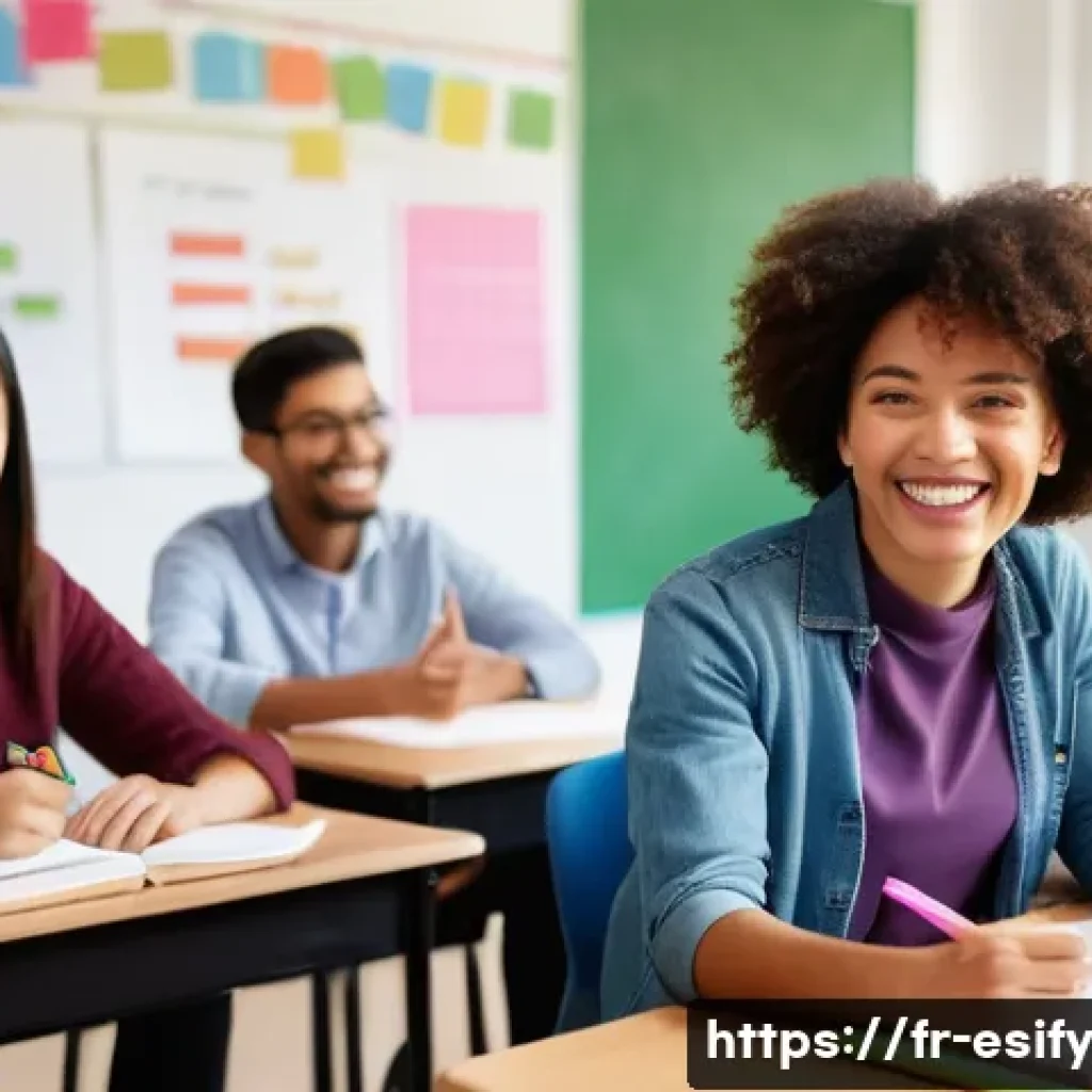 소통의 기술과 학습자 참여의 관계 - A diverse group of adult students sitting in a bright, modern classroom arranged in a U-shape to pro...